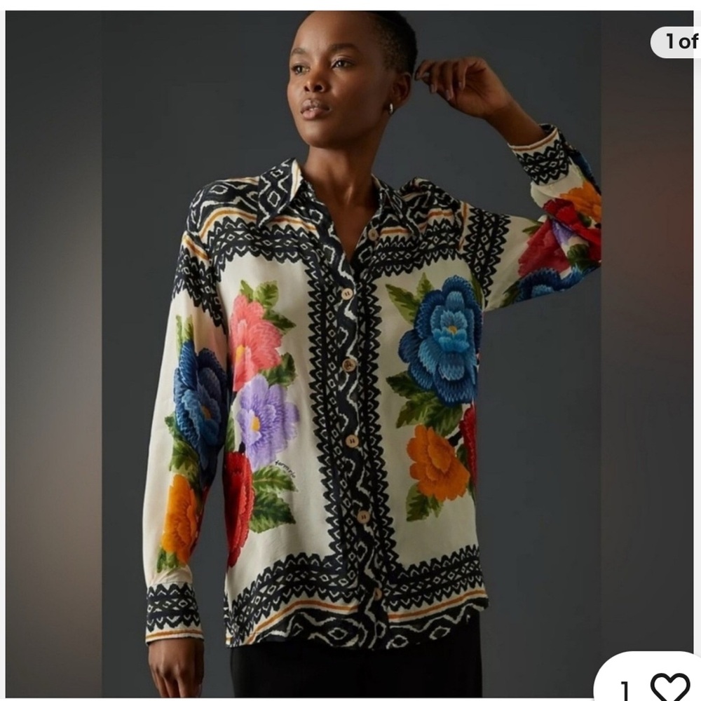 Farm Río Anthropologie Classic Button Down Size L
